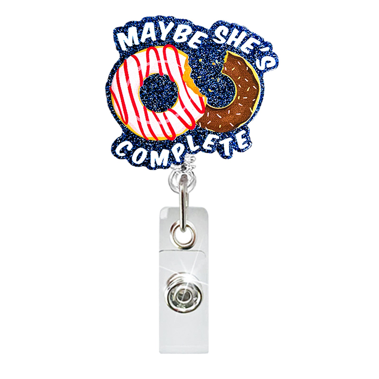 Wholesale Glitter Acrylic Bone Medical Rotating Retractable Badge